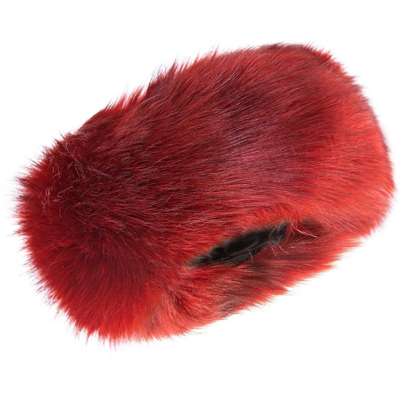 RANOME Faux Fur Headband for Women Elastic Fuzzy Thick Earmuffs Winter Headwrap Ear Muffs Furry Ear Warmers Cold Weather (Red) - Image 1